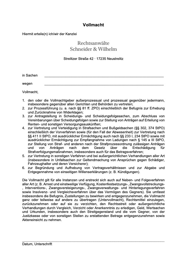 Vollmacht